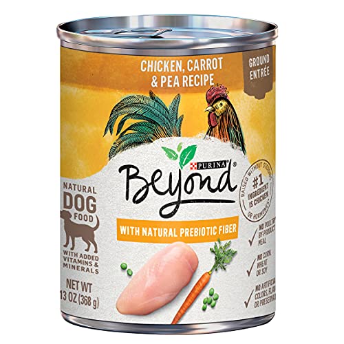 Book Cover Purina Beyond Natural Wet Dog Food Pate, Grain Free Chicken Carrot & Pea Recipe Ground Entree - (12) 13 oz. Cans