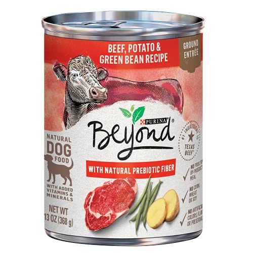 Book Cover Purina Beyond Natural Wet Dog Food Pate, Grain Free Beef, Potato & Green Bean Recipe Ground Entree - (12) 13 oz. Cans