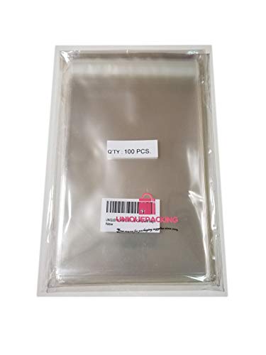 Book Cover UNIQUEPACKING 100 Pcs 5 7/16 X 7 1/4 Clear A7+ Card Resealable Cello/Cellophane Bags Good for 5x7 Card Item (Fit A7, 5x7 Card w/Envelope)