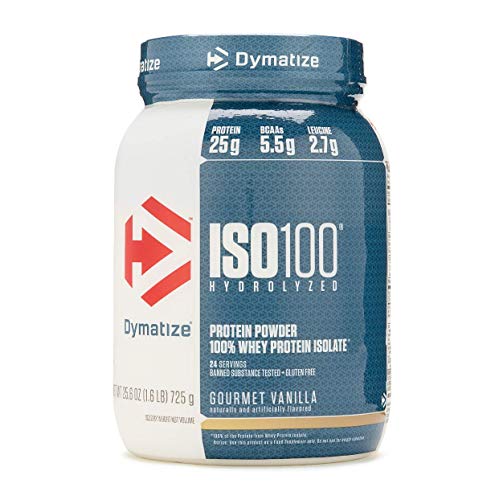 Book Cover Dymatize ISO 100 Hydrolyzed Whey Protein Powder Isolate, Gourmet Vanilla, 1.6 Pound