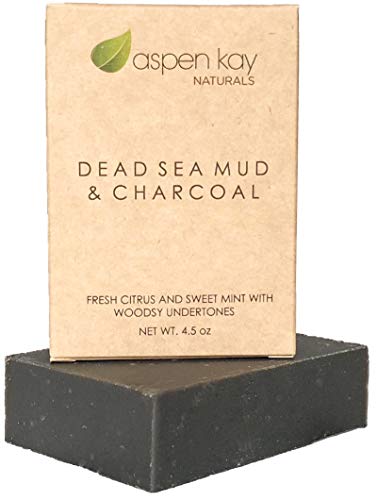 Book Cover Dead Sea Mud Soap Bar 100% Organic & Natural. With Activated Charcoal & Therapeutic Grade Essential Oils. Face Soap or Body Soap. For Men, Women & Teens. Chemical Free. 4oz Bar. by Aspen Kay Naturals