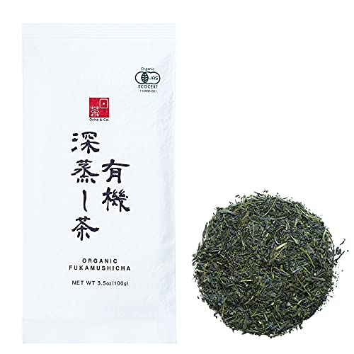 Book Cover Ocha & Co. Organic Green Tea - Fukamushi Tea - Loose Leaf Japanese Green Tea - Deep Steamed Sencha Green Tea - Intense Taste Tea, 100g/3.5oz.