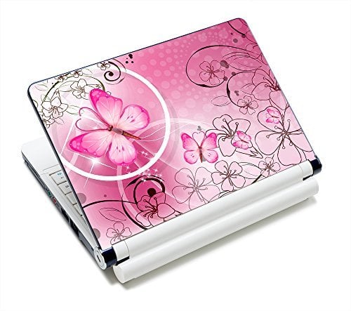 Book Cover Pink Butterflies & Flowers 11.6 13 13.3 14 15 15.6 inches Netbook Laptop Skin Sticker Reusable Protector Cover Case for Toshiba Hp Samsung Dell Apple Acer Leonovo Sony Asus Laptop Notebook FY-NEK-009