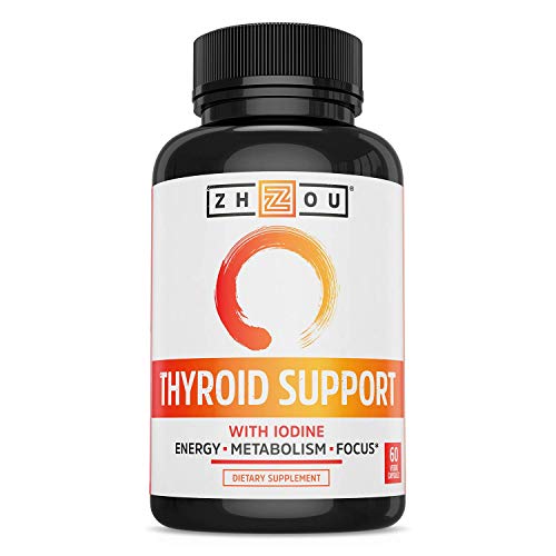 Book Cover Zhou Thyroid Support Complex with Iodine | Energy, Metabolism & Focus Formula | Vegetarian, No Soy or Gluten | 30 Servings, 60 Caps