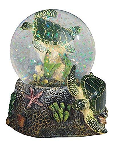 Book Cover StealStreet 3.75 Inch Marine Life Snow Globe with Sea Turtle Statue Figurine Collectible, Polyresin, Green, 3.75