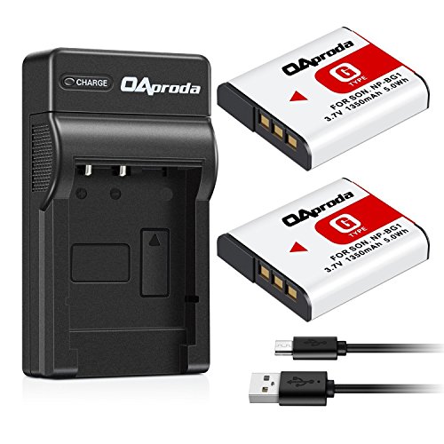 Book Cover OAproda Replacement NP-BG1 Battery (2 Pack) and Ultra Slim Micro USB Battery Charger for Sony NP-FG1, CyberShot DSC-W30, W35, W50, W55, W70, W80, WX1, WX10, HX9V, H10, H20, H70, H50, H55, H90