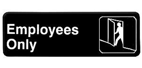 Book Cover Employees Only Entrance Door Sign Business Restaurant Office Commercial Plastic Self Stick/Self Adhesive Black 9in. x 3in. Work Place Private Privacy by Amgood