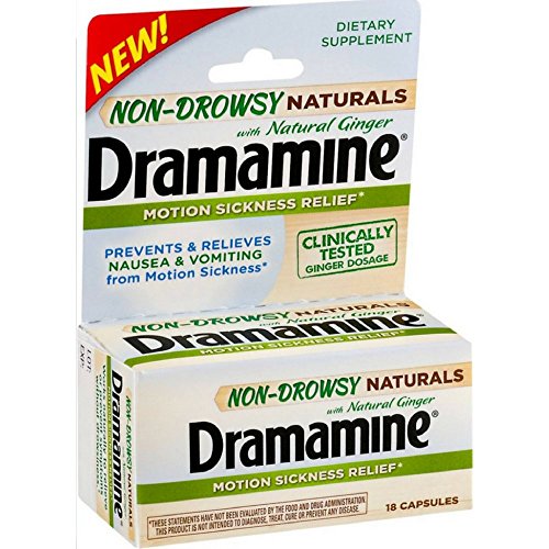 Book Cover Dramamine Non-Drowsy Naturals Motion Sickness Relief | 18 Count