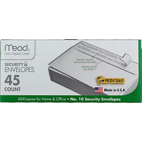Book Cover Mead Press-it Seal-it 10 Security Envelopes, White, 45/Box (75026) Pack Of 2 = 90 Envelopes