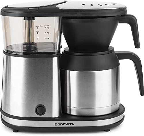 Book Cover Bonavita 5 Cup Drip Coffee Maker Machine, One-Touch Pour Over Brewing w/Double Wall Thermal Carafe, SCA Certified, 1100 Watt, BPA Free, Dishwasher Safe, Stainless Steel, BV1500TS