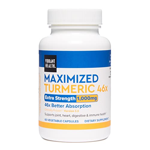 Book Cover Vibrant Health, Maximized Turmeric 46x, Curcumin Support for Digestion and Pain Management, 60 Capsules (FFP)