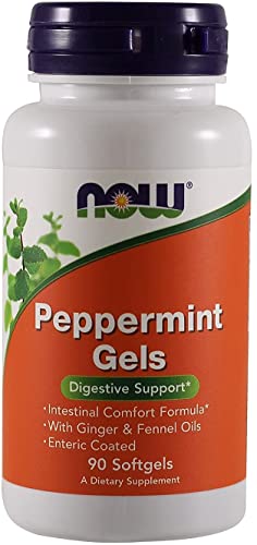Book Cover Now Foods Peppermint Gels with Ginger & Fennel Oils, 90 Softgels (Pack of 2)