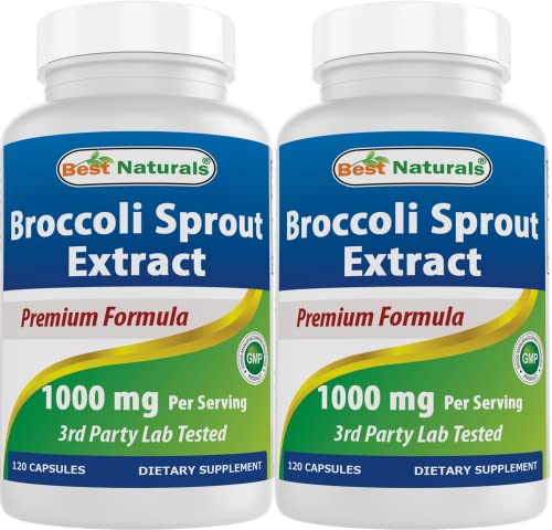 Book Cover Best Naturals Broccoli Sprout Extract 1000mg per Serving - 120 Capsules (Pack of 2)
