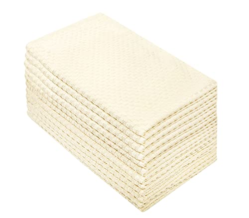 Book Cover COTTON CRAFT Amazing Kitchen Towels - Set of 12 Terry Towels - 100% Cotton Euro Café Waffle Weave Dish Towel Set - Soft Absorbent Quick Dry Low Lint Reusable Pantry Bar Cleaning Cloth - 16x28 - Ivory