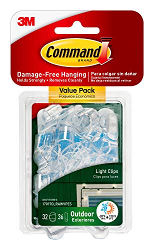 Book Cover Command 17017CLRAWVPES Outdoor Light Clips, 32 clips, 36 strips