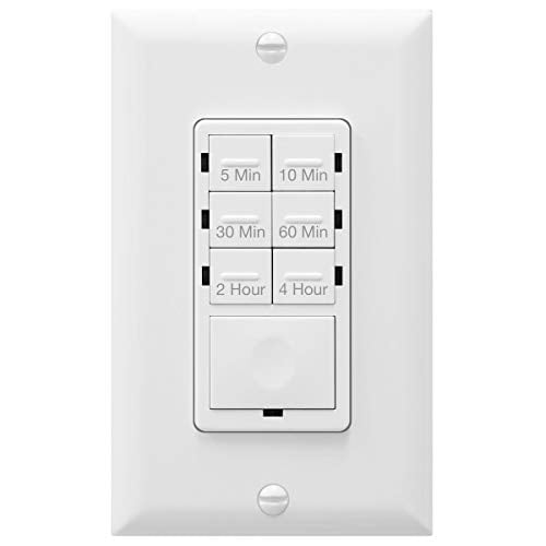 Book Cover Enerlites HET06 4-hour In-Wall Countdown Timer Switch for Lights and Motor 5-10-30-60 mins, 2-4 hours, Decorative Wall Plate Included, White