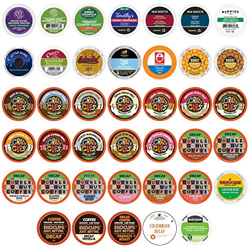 Book Cover Perfect Samplers Single Serve & Decaf K Cups Variety Pack, Unflavored & Flavored Decaf Coffee Pods, Decaffeinated Coffee for Keurig K Cups Machines, Hot or Iced Coffee, 40 Count