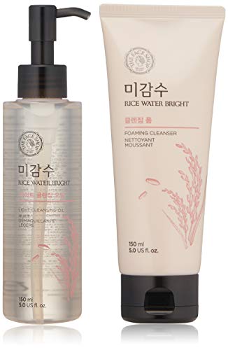 Book Cover THE FACE SHOP Rice Water Bright Bundle - Cleanser 150ml + Light Cleansing Oil 150ml