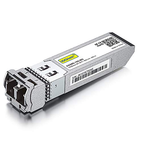 Book Cover 10GBase-SR SFP+ Transceiver, 10G 850nm MMF, up to 300 Meters, Compatible with Intel E10GSFPSR
