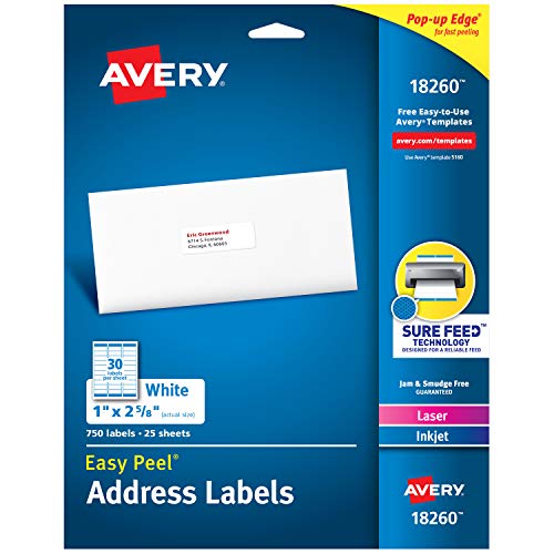 Book Cover Avery Address Labels with Sure Feed for Laser & Inkjet Printers, 1