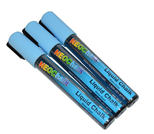 Book Cover NeoChalk Liquid Chalk Marker Chisel Tip - Neon Blue - Set of 3 Markers