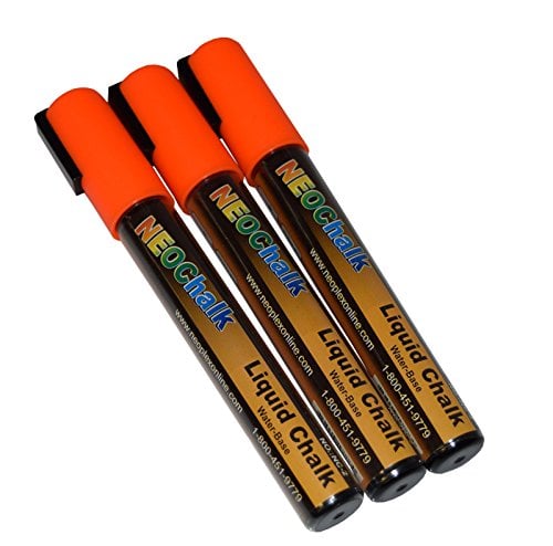 Book Cover NeoChalk Liquid Chalk Marker Chisel Tip - Neon Orange - Set of 3 Markers