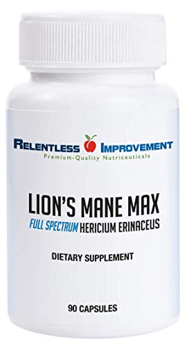 Book Cover Relentless Improvement Lion's Mane Hericium No Fillers Full-Spectrum Mycoproduct 750mg 90 vegecapsules