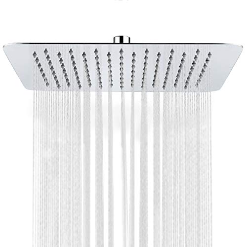 Book Cover SR SUN RISE Luxury 12 Inch Large Square Stainless Steel Shower Head High Pressure Rainfall Showerhead Ultra Thin Water Saving Polished Chrome