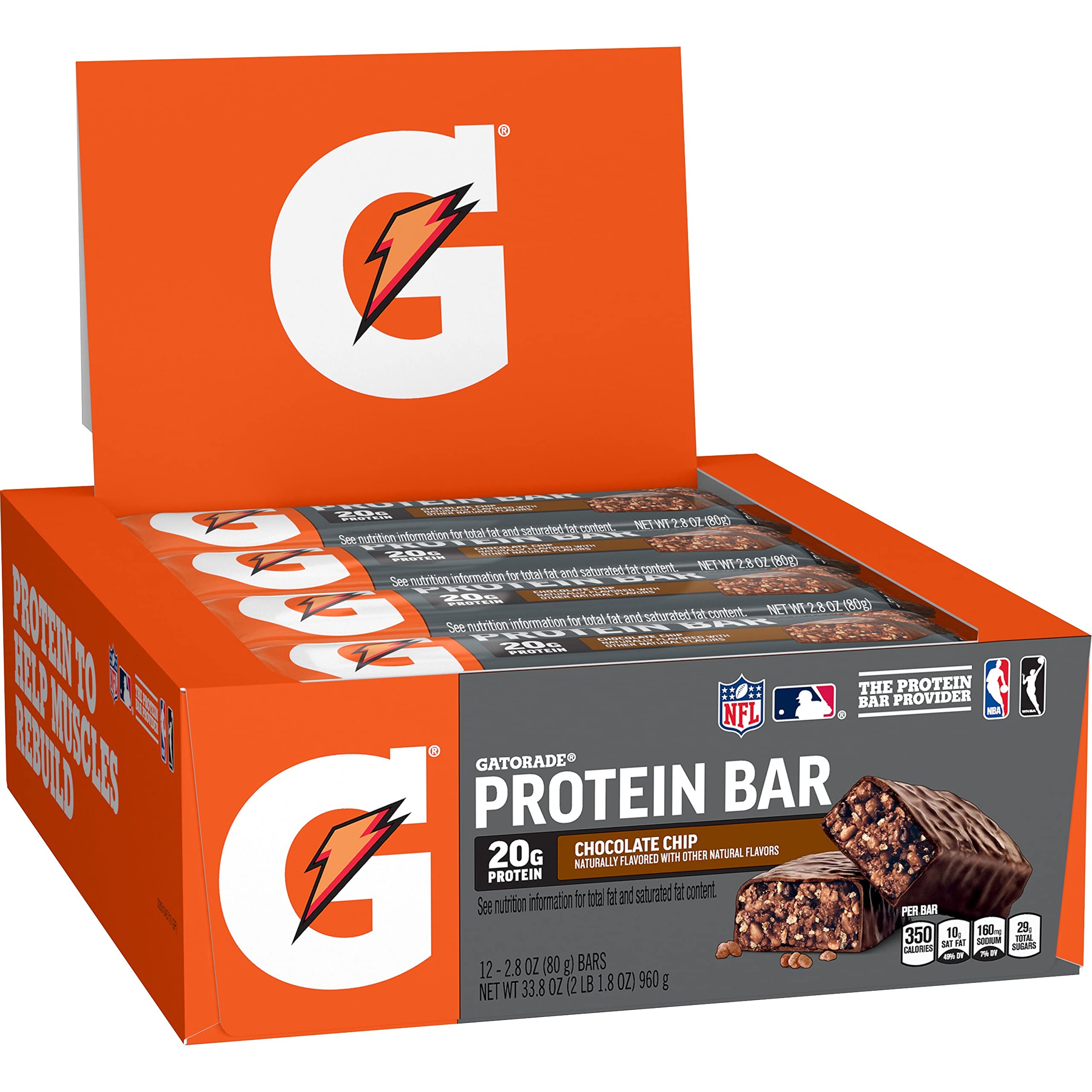 Book Cover Gatorade Whey Protein Recover Bars, Chocolate Chip, 2.8 ounce bars (12 Count) Chocolate Chip 12 Count (Pack of 1)