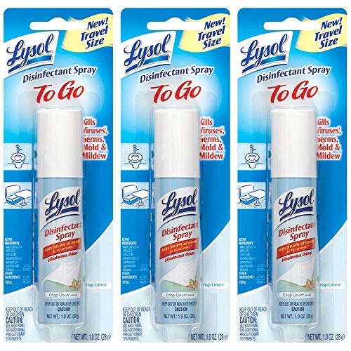 Book Cover Lysol Disinfectant Spray to Go, Crisp Linen, 1 Ounce (Pack of 3)