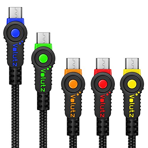 Book Cover Volutz Micro USB Cable (5 Pack; 10ft + 6.5ft + 3X 3.3ft) Short to Extra Long Braided, Fast Charging Cords, Micro USB to USB 2.0 for Android/Windows/PS4/Xbox and More - Equilibrium Series