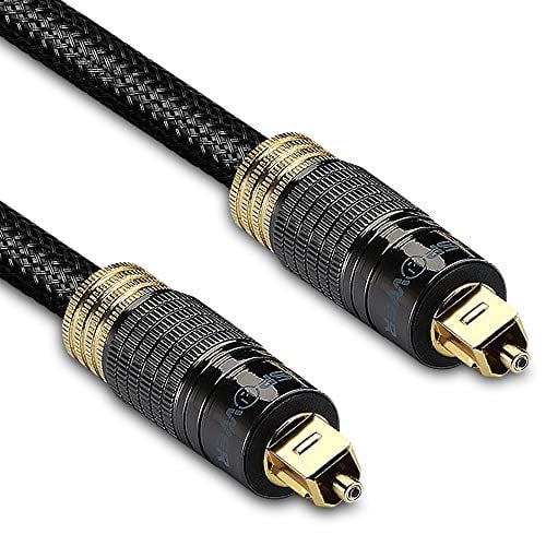 Book Cover FosPower Toslink Cable (4.6M/15FT), Optical Toslink Digital Audio Cable Cord (S/PDIF) - 24K Gold Plated | Braided Nylon Jacket | Metal Connectors