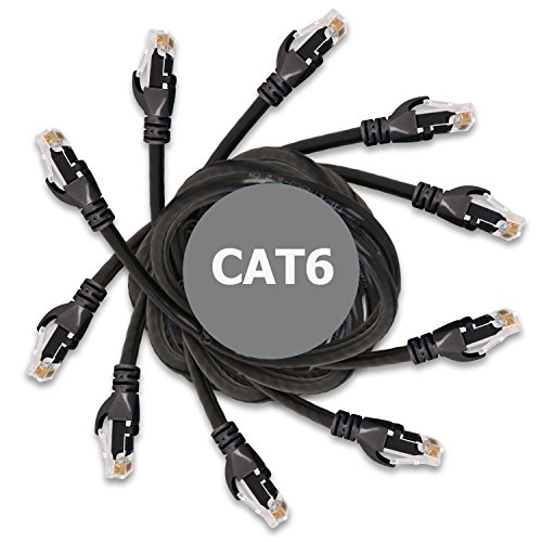 Book Cover DynaCable Cat6 Ethernet Cable - 2 Feet / 5 Pack - Black- High Speed Internet LAN Cable with Snagless RJ45 Connectors for Fast Computer Networking with Professional Grade Copper