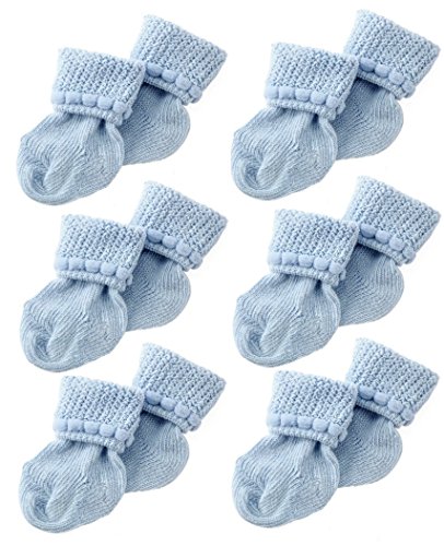 Book Cover Newborn Baby Boy & Girl Socks by Nurses Choice - Includes 6 Pairs of Cotton Socks - White - 0-3 Months