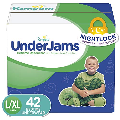 Book Cover Pampers UnderJams Disposable Bedtime Underwear for Boys, Size L/XL, 42 Count, Super Pack