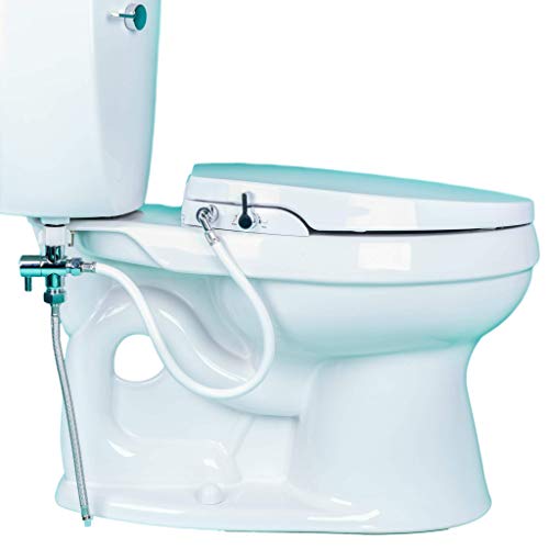 Book Cover GenieBidet Seat - Self Cleaning Dual Nozzles. Rear & Feminine Cleaning - No Wiring Required. Simple 20-45 Minute Installation or Less. Hybrid T with ON/Off Included!