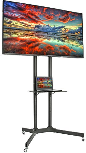 Book Cover VIVO Mobile TV Cart for 32- 65 inch LCD LED Plasma Flat Panel Screen TVs up to 110 lbs, Pro Height Adjustable Rolling Black Stand with Laptop Shelf & Locking Wheels - Max VESA 600x400, STAND-TV03E