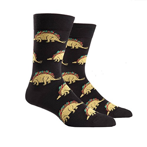 Book Cover Sock It To Me Men's Tacosaurus Taco Dinosaur Socks (Black)