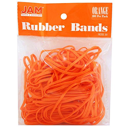 Book Cover JAM PAPER Colorful Rubber Bands - Size 33 - Orange Rubberbands - 100/Pack