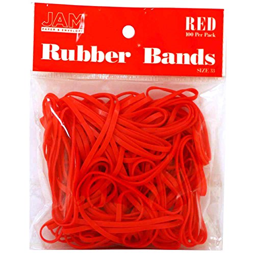 Book Cover JAM PAPER Colorful Rubber Bands - Size 33 - Red Rubberbands - 100/Pack