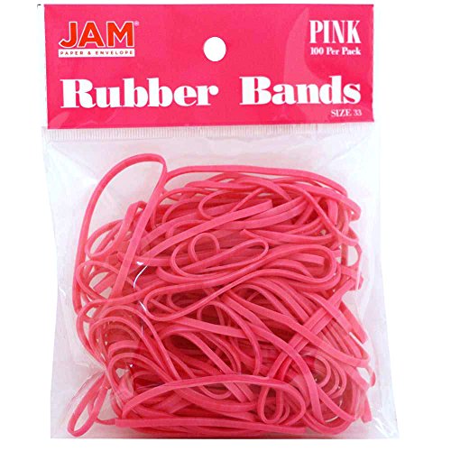 Book Cover JAM PAPER Colorful Rubber Bands - Size 33 - Pink Rubberbands - 100/Pack