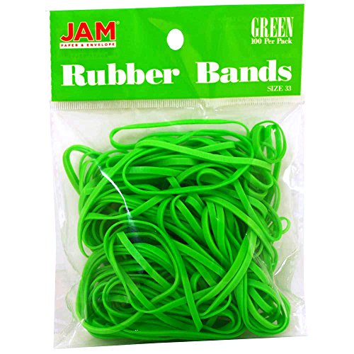Book Cover JAM PAPER Colorful Rubber Bands - Size 33 - Green Rubberbands - 100/Pack