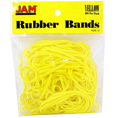 Book Cover JAM PAPER Colorful Rubber Bands - Size 33 - Yellow Rubberbands - 100/Pack