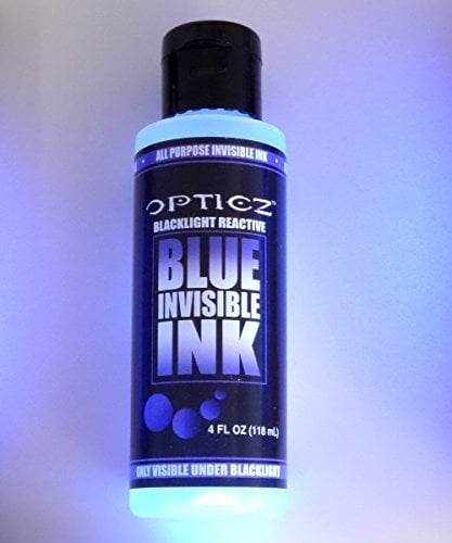 Book Cover Opticz All Purpose Invisible Blue UV Blacklight Reactive Ink (4 Ounce Bottle)