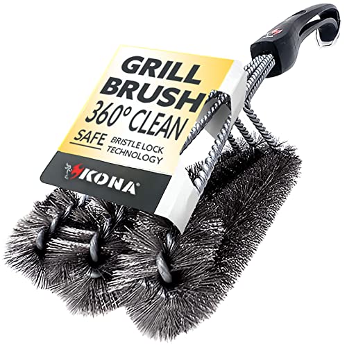 Book Cover Kona 360/Clean Grill Brush - Powerful 30-Second Grill Cleaner - The World's Best Grill Brush, Bristle | Free of Brass Wire & Safe BBQ Grill Brush, BBQ Brush Accessory for Grill Cleaning Kit - 18 Inch