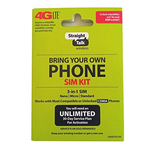 Book Cover Straight Talk Verizon 4G LTE 3G CDMA Bring Your Own Phone Activation Kit
