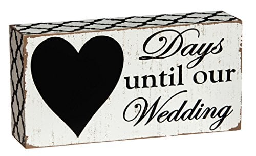 Book Cover Cypress Home Beautiful, Days Until Our Wedding Rustic Countdown Wooden Chalkboard Sign - 8”W x 2”D x 4”H
