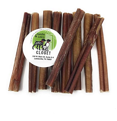 Book Cover Sancho & Lola's Bully Sticks for Dogs Standard 9.5oz (10-12 Count) Made in USA - No Antibiotics No Growth Hormones, High-Protein Beef Pizzle Dog Chews