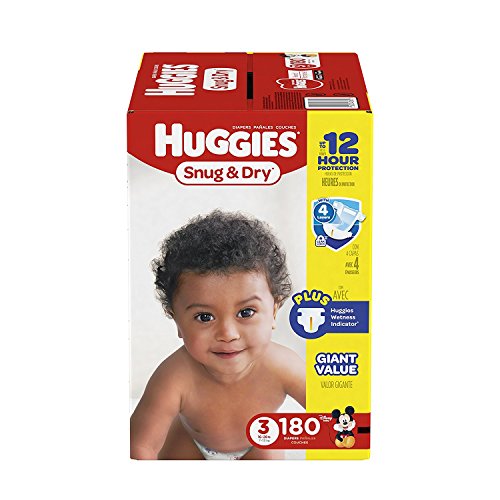 Book Cover HUGGIES Snug & Dry Diapers, Size 3, 180 Count