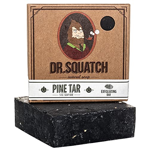 Book Cover Dr. Squatch Pine Tar Soap â€“ Mens Soap with Natural Woodsy Scent and Skin Scrub Exfoliation â€“ Black Soap Bar Handmade with Pine Tar, Olive, Coconut Organic Oils in USA